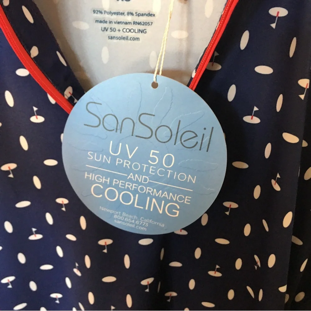 Sansoleil Solcool Print Zip Mock Deauville Navy UV 50 Sun Protection Pullover - Picture 7 of 8